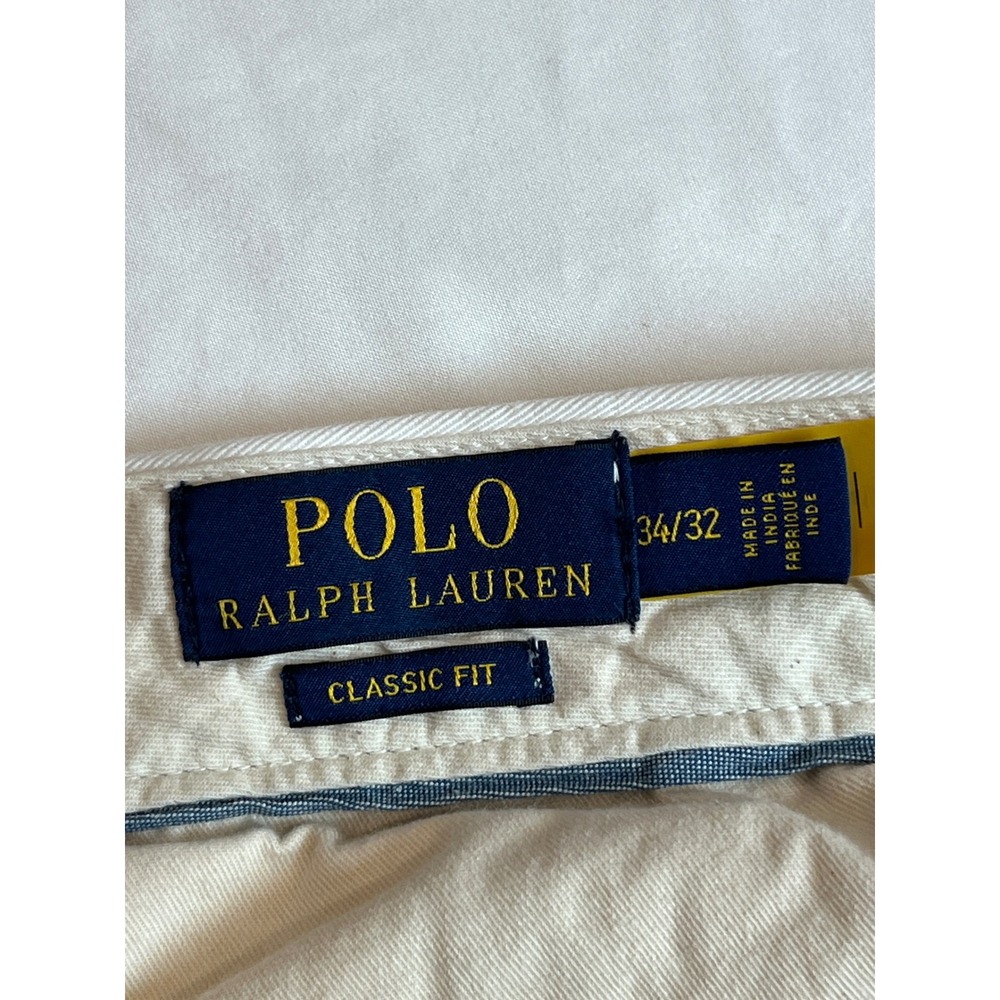Polo Ralph Lauren Mens Chino Pants White 34/32 Classic Fit Cotton Preppy Wedding - Picture 3 of 12